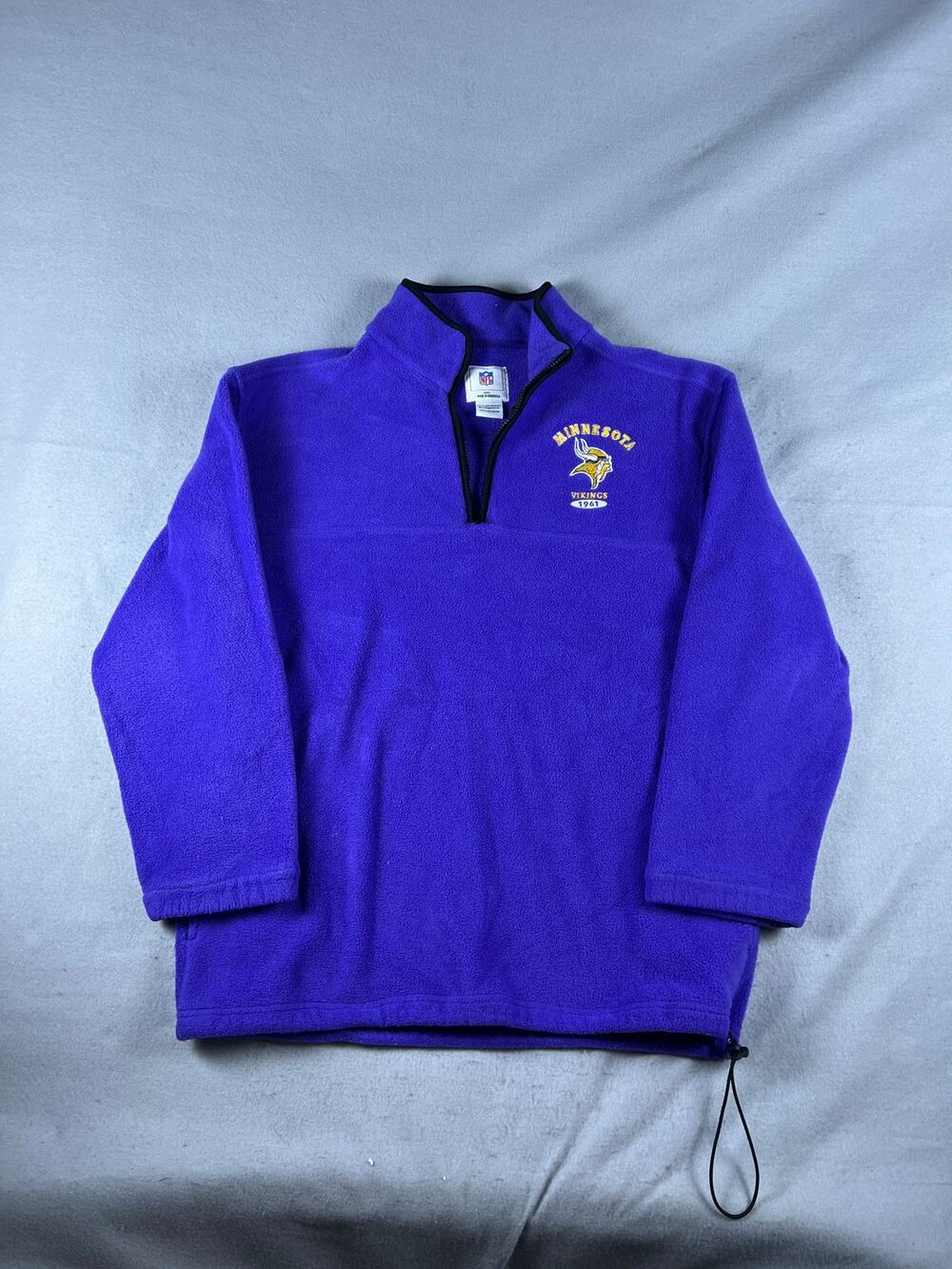 Vintage Minnesota Vikings Fleece Sweatshirt Jacket Mens L NFL 1/4 Zip Pullover